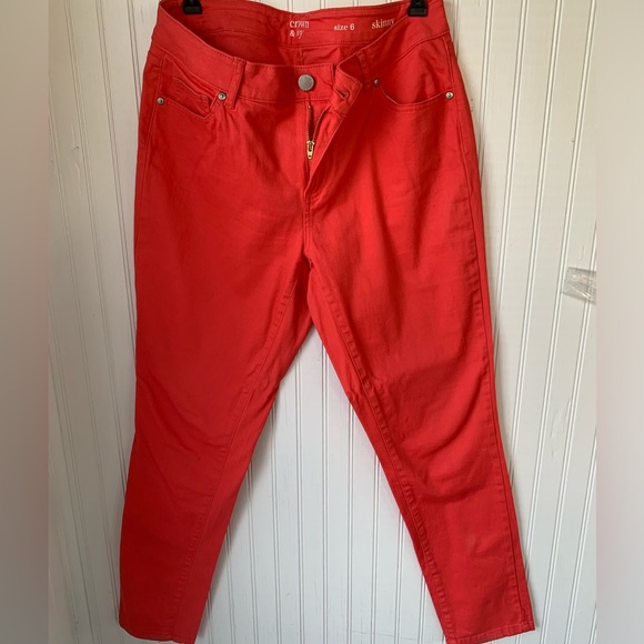 Crown & Ivy (Size 6) Orange Skinny Jeans; (Excellent Condition- worn 1 time) - Picture 2 of 6